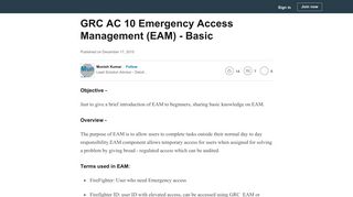 GRC AC 10 Emergency Access Management (EAM) - Basic - LinkedIn