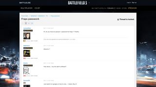 Fraps password. - Forums - Battlelog / Battlefield 3