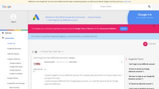 Can't login to my AdWords account. - The Google Advertiser ...
