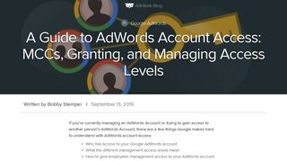 Google AdWords A Guide to AdWords Account Access - AdHawk Blog