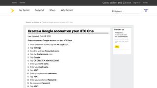 Create a Google account on your HTC One - Sprint