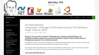 Using Hyper-V Manager to remotely connect to a Windows Hyper-V ...