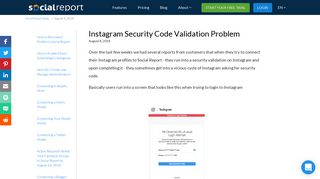 Instagram Security Code Validation Problem - Social Report