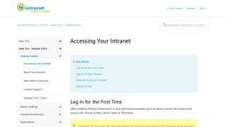 Accessing Your Intranet – Intranet Connections