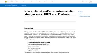 Intranet site is identified as an Internet site when you use an FQDN or ...