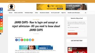 JAMB CAPS- How to login and accept or reject admission- All you ...