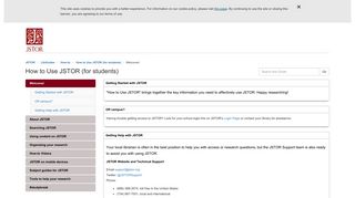 Welcome! - How to Use JSTOR (for students) - LibGuides at JSTOR