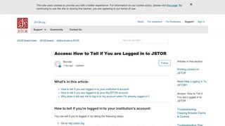 Access: How to Tell if You are Logged in to JSTOR – JSTOR Support ...