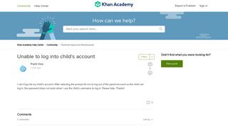 Unable to log into child's account – Khan Academy Help Center