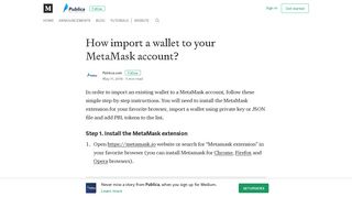 How import a wallet to your MetaMask account? – Publica – Medium