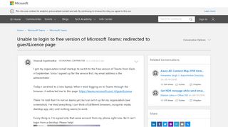 Unable to login to free version of Microsoft Teams: redirected to ...