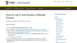 How to Log In and Access a Moodle Course - UNSW Current Students