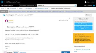 Can't log into ATT.net email account?????? - AT&T Community Forums