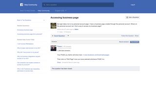 Accessing business page | Facebook Help Community | Facebook