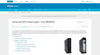 Advanced WiFi modem guide - Arris SBG6782 | Shaw Support