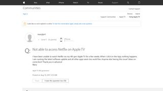 Not able to access Netflix on Apple TV - Apple Community