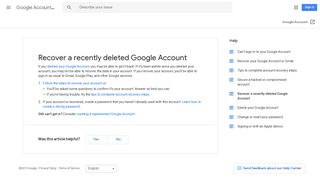 Recover a recently deleted Google Account - Google Account Help