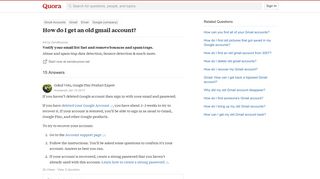 How to get an old gmail account - Quora