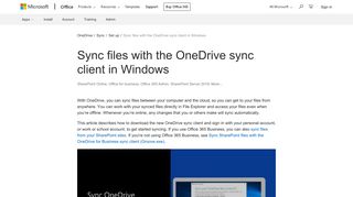 Sync files with the OneDrive sync client in Windows - Office Support