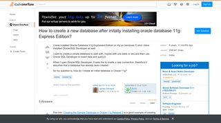 How to create a new database after initally installing oracle ...