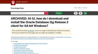 At IU, how do I download and install the Oracle Database 11g Release ...
