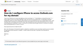 How do I configure iPhone to access Outlook.com for my domain ...