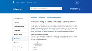 Why am I being asked to complete a security check? - PayPal