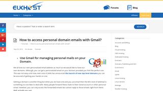 How to access personal domain emails with Gmail? - eUKhost