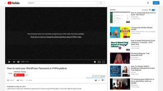How to reset your WordPress Password in PHPmyAdmin - YouTube