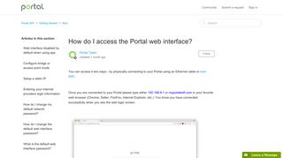 How do I access the Portal web interface? – Portal WiFi
