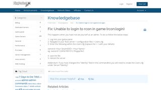 Fix: Unable to login to rcon in game (rcon.login) - Knowledgebase ...