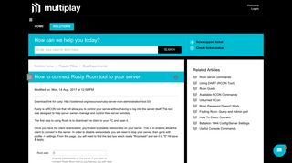 How to connect Rusty Rcon tool to your server : Multiplay Support