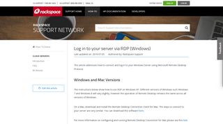 Log in to your server via RDP (Windows) - Rackspace Support