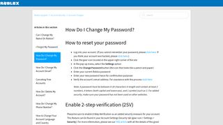 How Do I Change My Password? – Roblox Support