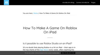 How To Make A Game On Roblox On iPad |