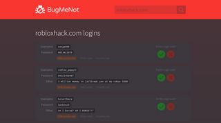 robloxhack.com passwords - BugMeNot