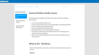 General Roblox Studio Issues – Roblox Support