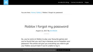 Roblox I forgot my password | - AlvinBLOX.com