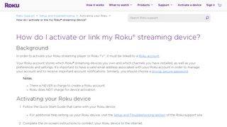 How do I activate or link my Roku® streaming device? | Official Roku ...
