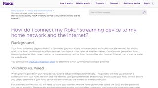 How do I connect my Roku® streaming device to my home network ...