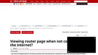 Viewing router page when not connected to the internet? - Forum ...