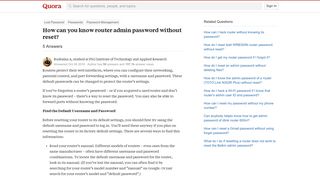 How to know router admin password without reset - Quora