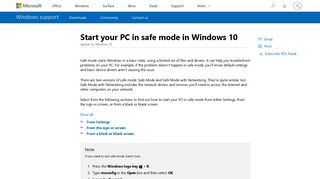 Start your PC in safe mode in Windows 10 - Windows Help