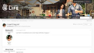I can't log in! - Second Life Server - SecondLife Community