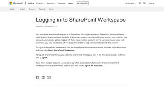 Logging in to SharePoint Workspace - SharePoint - Office Support