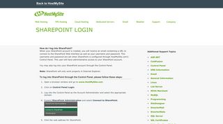 Hostmysite.com :: How do I log into SharePoint?