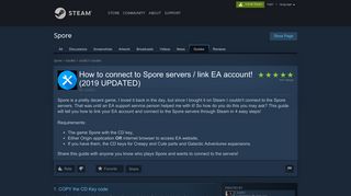 Steam Community :: Guide :: How to connect to Spore servers / link EA ...