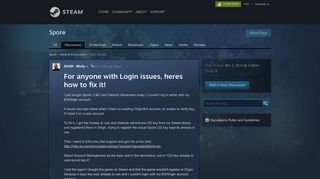 For anyone with Login issues, heres how to fix it! :: Spore General ...