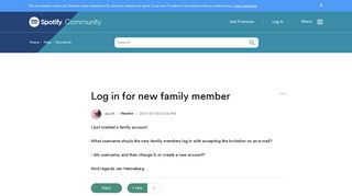 Log in for new family member - The Spotify Community
