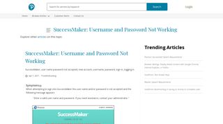 SuccessMaker: Username and Password Not Working